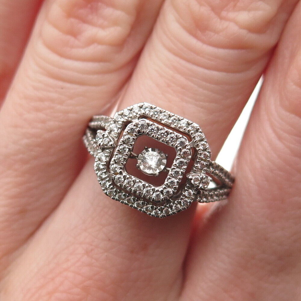 925 Sterling Silver Round-Cut C Z Promise Ring Size 7